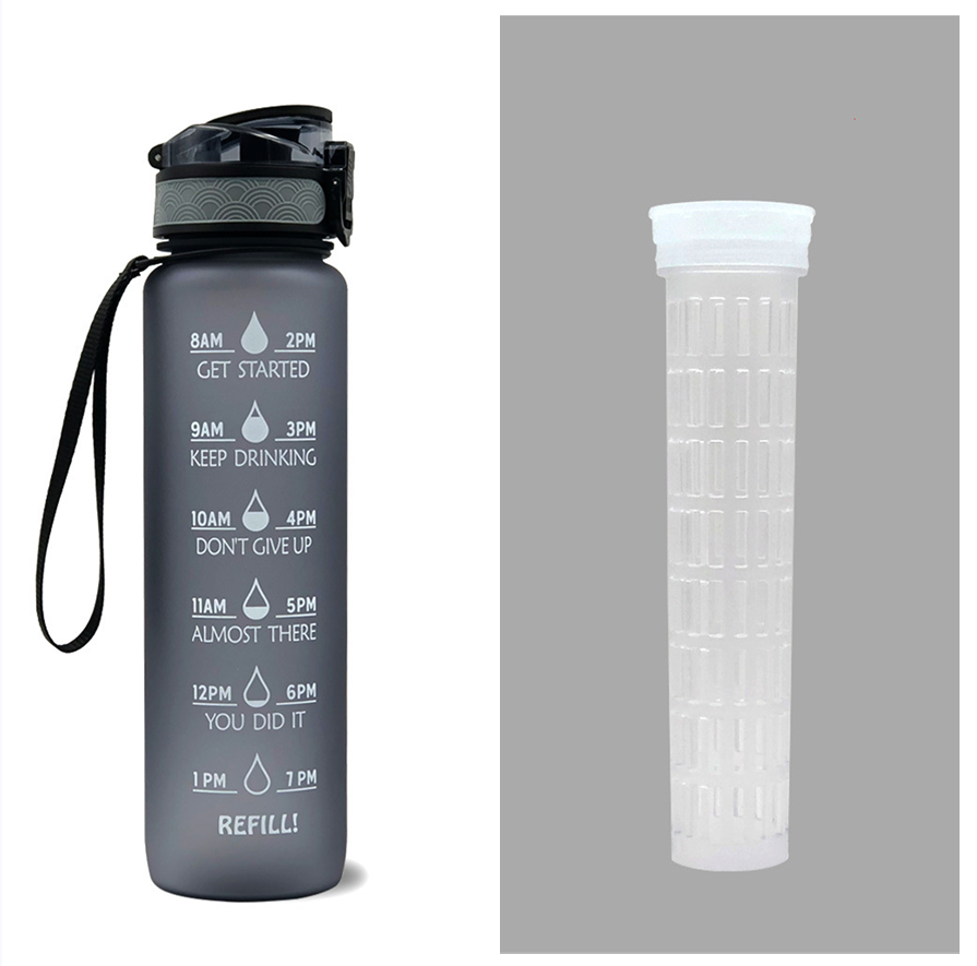 1L Tritan Abnehm-Wasserflasche mit Zeitmarkierung für Sport und Fitness.