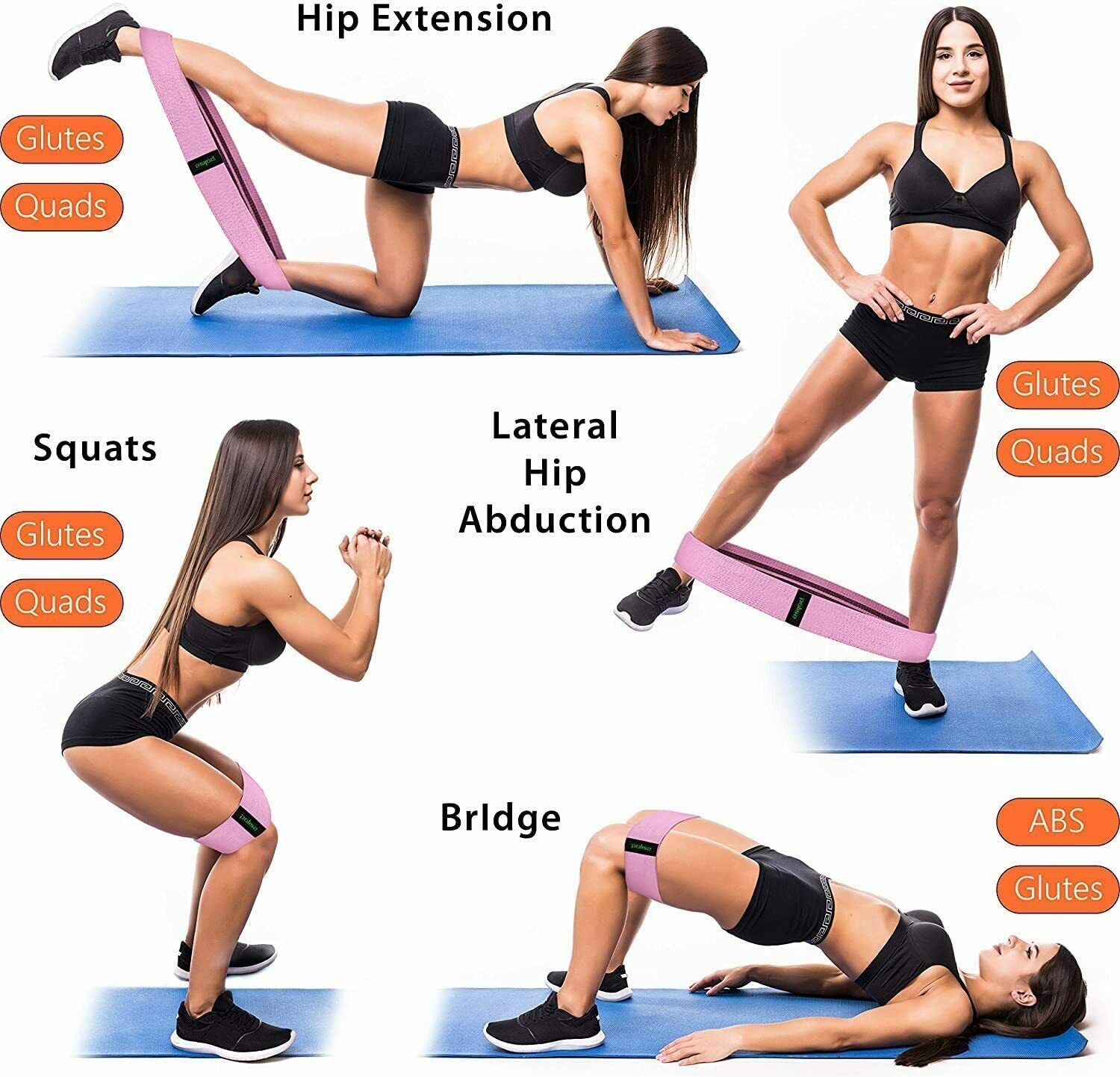 Workout Resistance Bands Loop Set für Fitness, Yoga, Beine und Po-Training
