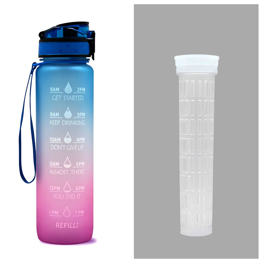 1L Tritan Abnehm-Wasserflasche mit Zeitmarkierung für Sport und Fitness.