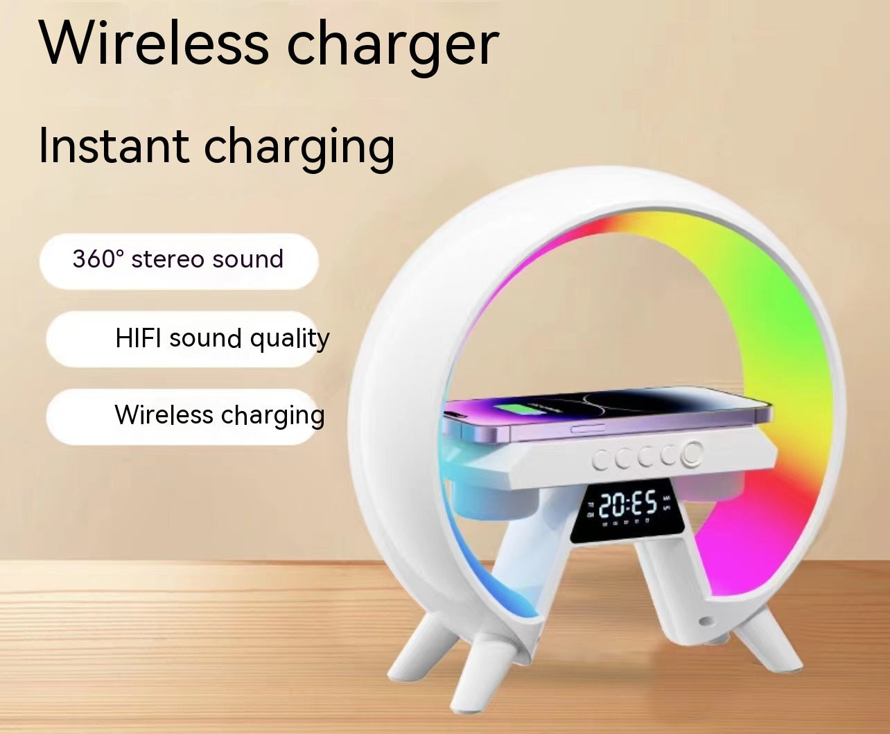 Großer G-Bluetooth-Lautsprecher mit Licht Uhr