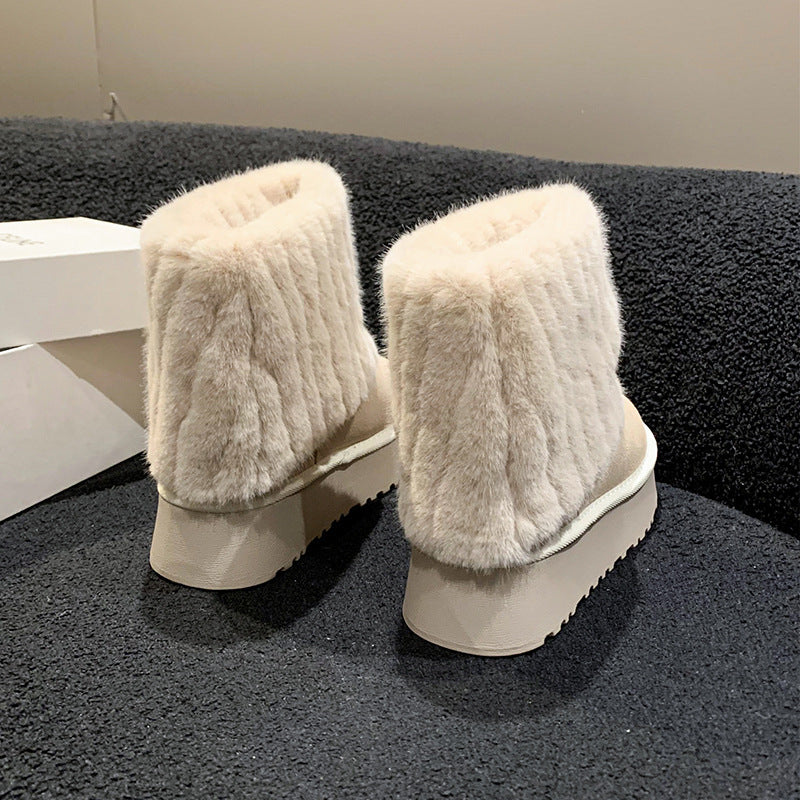 Dicke Pelz-Schneestiefel für Frauen