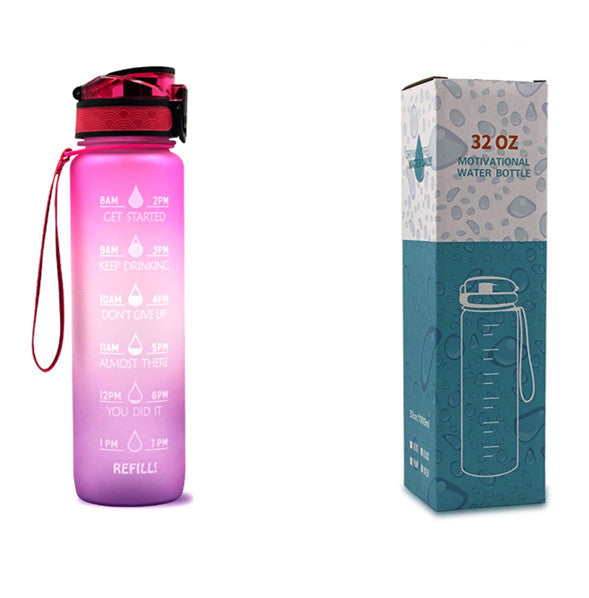 1L Tritan Abnehm-Wasserflasche mit Zeitmarkierung für Sport und Fitness.