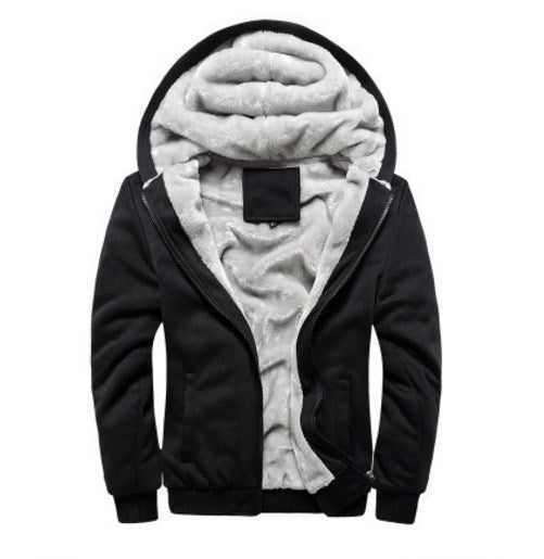 Dicker und warme Übergangs Strick Jacke mit Kapuze.