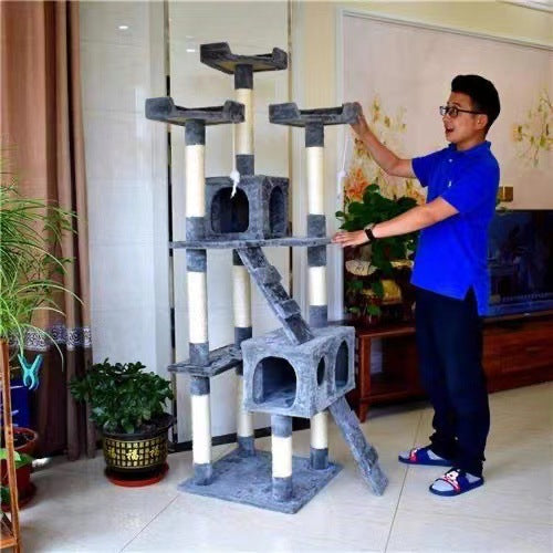 Großer Katzenbaum mit integrierter Kletterplattform, Springplattform und Sisalsäule