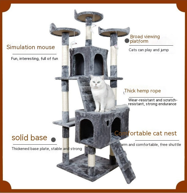 Großer Katzenbaum mit integrierter Kletterplattform, Springplattform und Sisalsäule