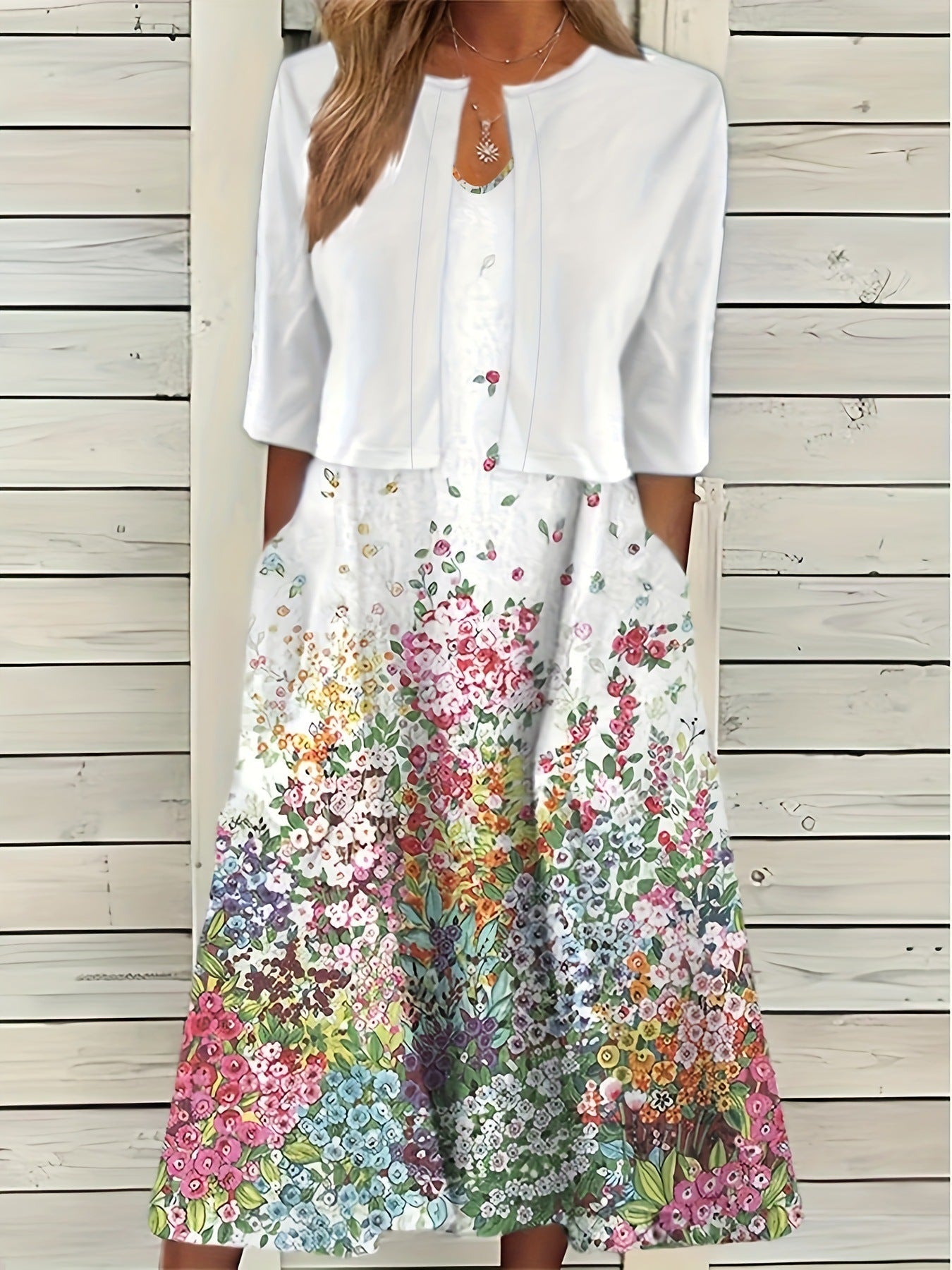 Damen farbige Glocken Kleid