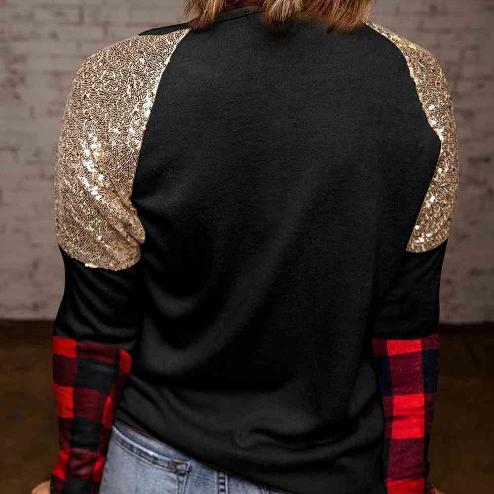 Damen Langarm-T-Shirt mit Pailletten