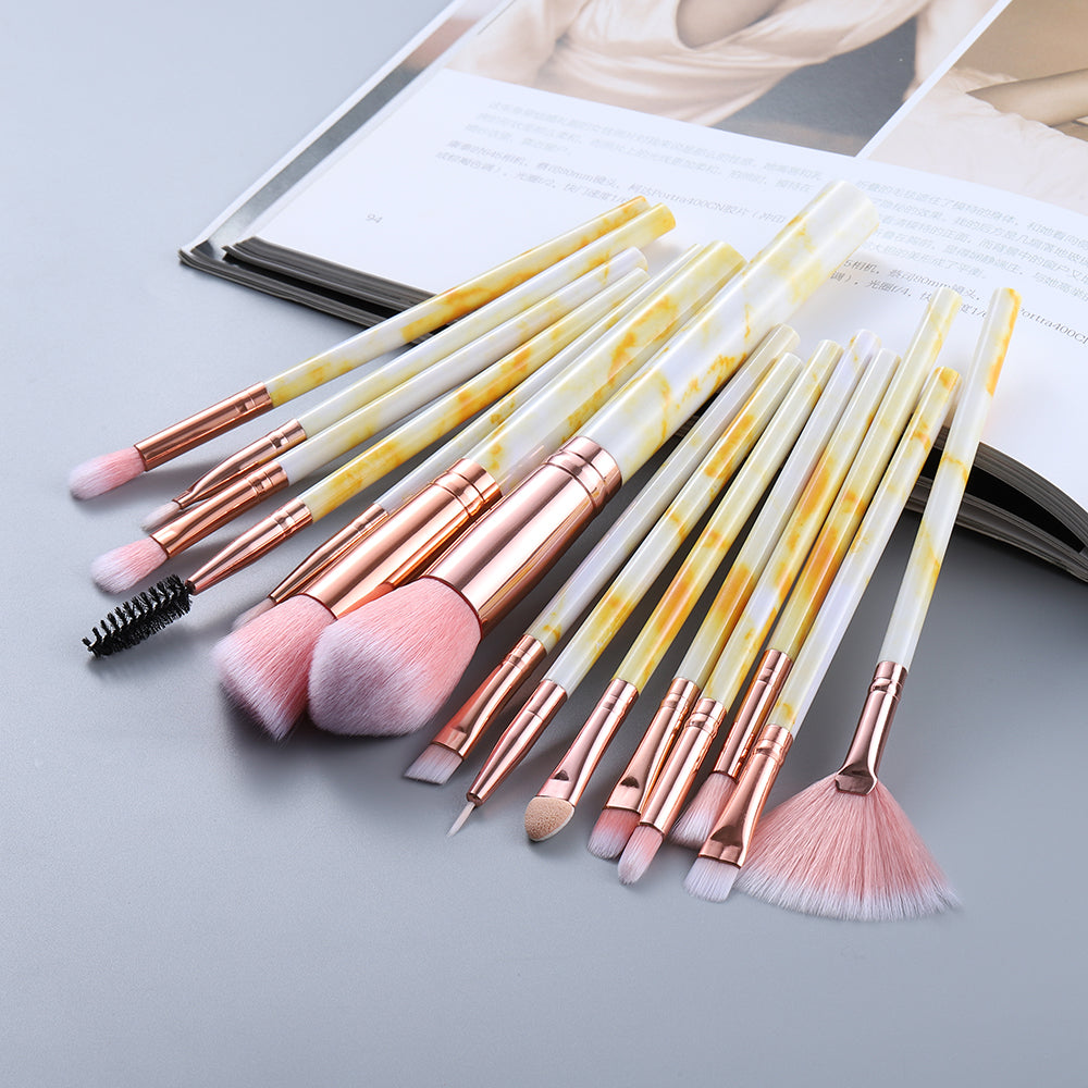 15 Make-up-Pinsel im Marmor-Design-Set