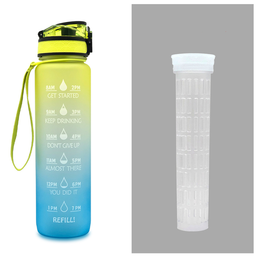 1L Tritan Abnehm-Wasserflasche mit Zeitmarkierung für Sport und Fitness.