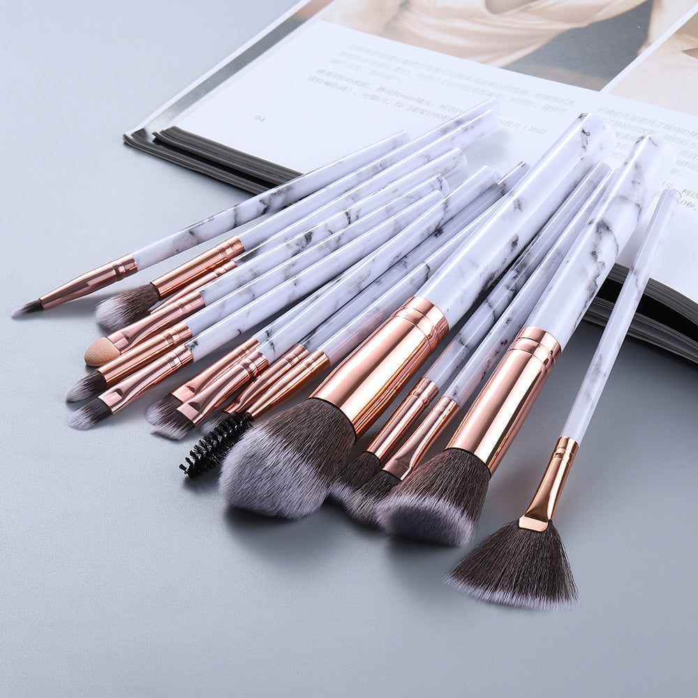 15 Make-up-Pinsel im Marmor-Design-Set