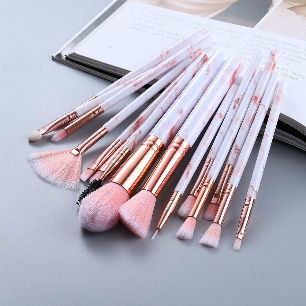 15 Make-up-Pinsel im Marmor-Design-Set