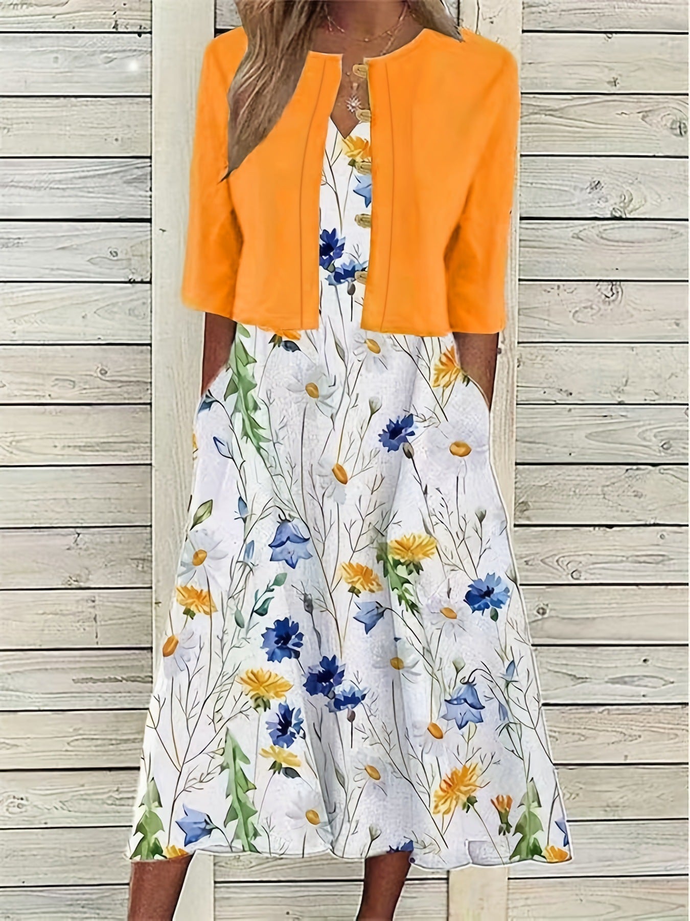 Damen farbige Glocken Kleid