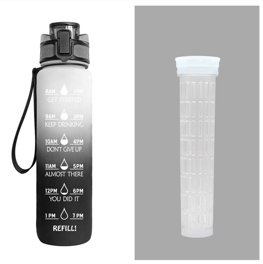 1L Tritan Abnehm-Wasserflasche mit Zeitmarkierung für Sport und Fitness.