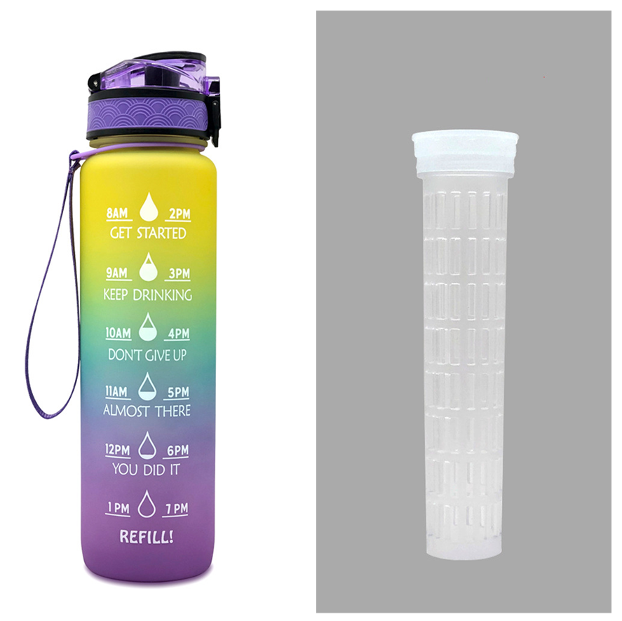 1L Tritan Abnehm-Wasserflasche mit Zeitmarkierung für Sport und Fitness.