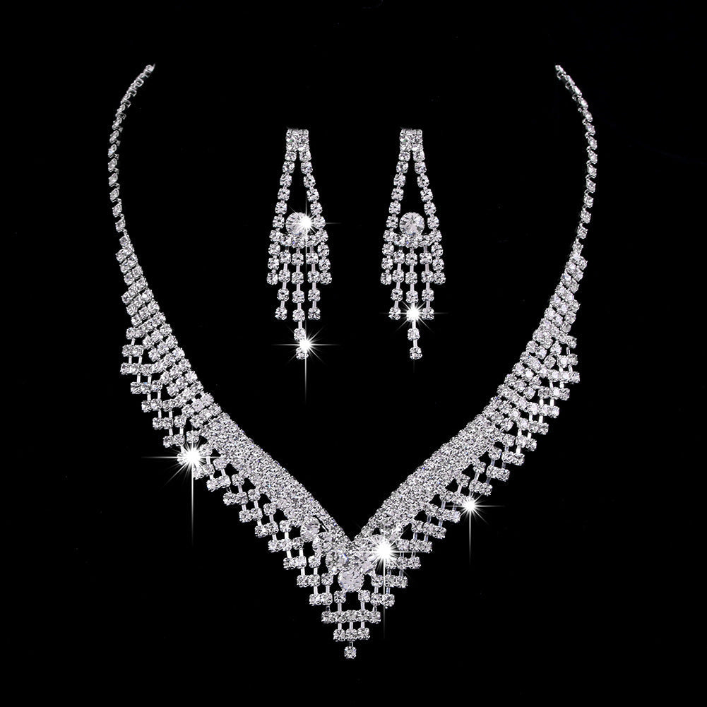 Schmuckset mit Strass-Zirkon-Wassertropfen