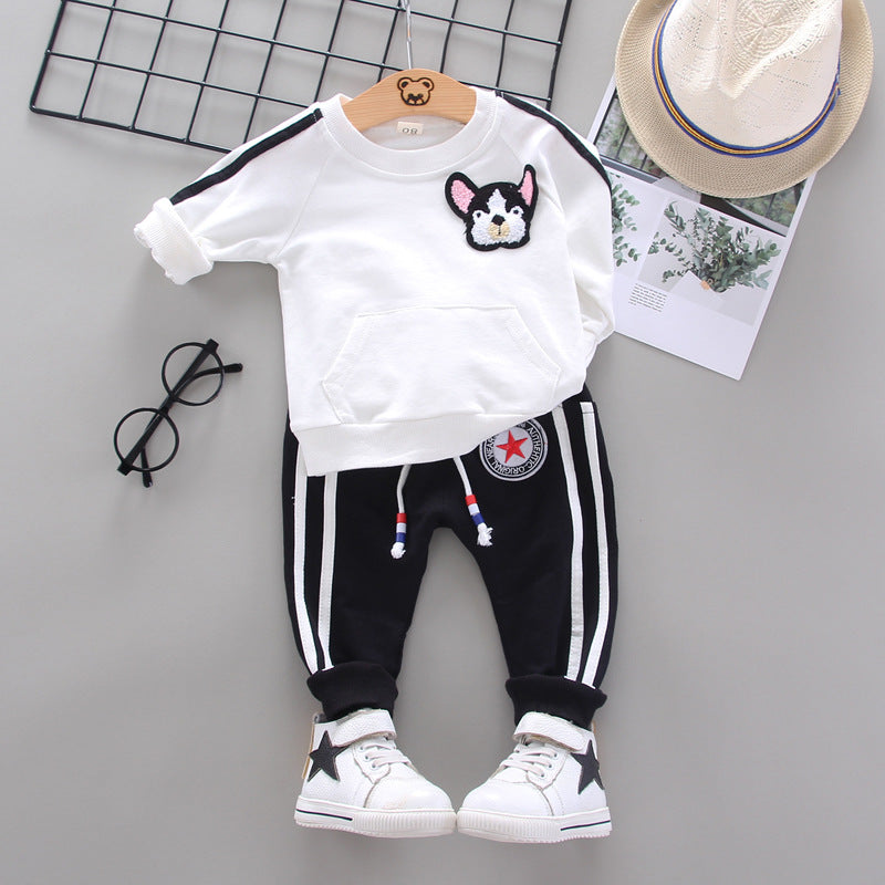 Rundhals-Langarmpullover und -hose Zweiteiliger Kinderanzug
