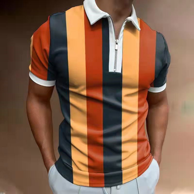 Herren-Poloshirt mit gestreiftem Muster