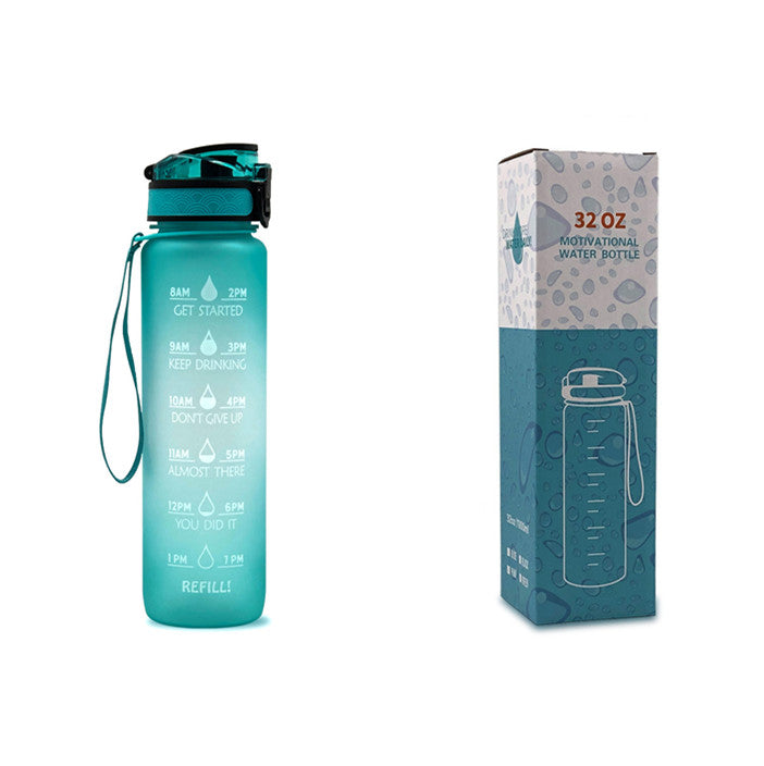 1L Tritan Abnehm-Wasserflasche mit Zeitmarkierung für Sport und Fitness.