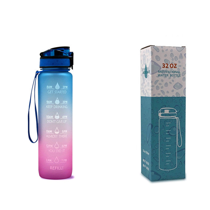 1L Tritan Abnehm-Wasserflasche mit Zeitmarkierung für Sport und Fitness.
