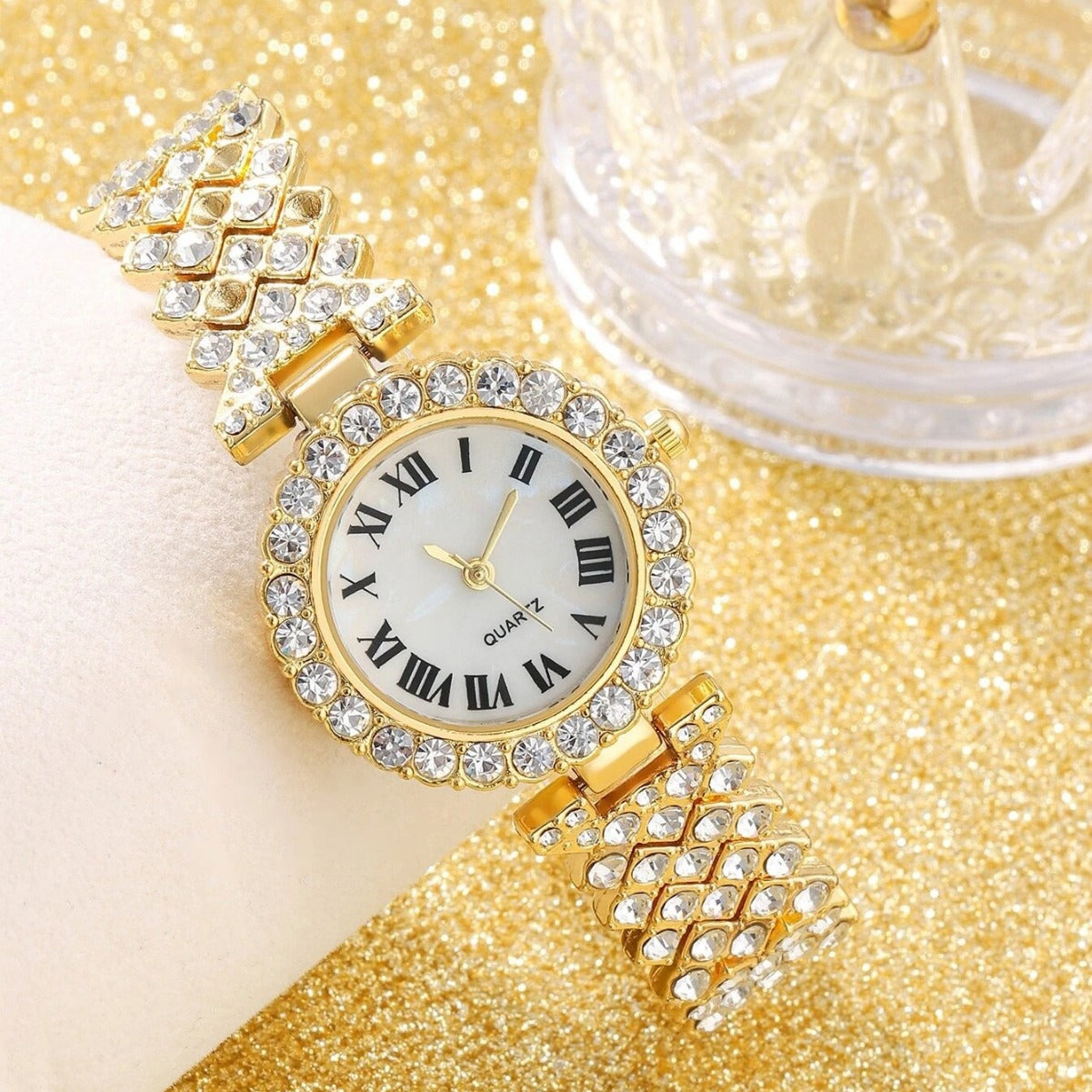 Damenmode Uhr Set mit Diamanten