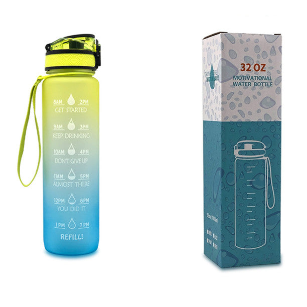 1L Tritan Abnehm-Wasserflasche mit Zeitmarkierung für Sport und Fitness.