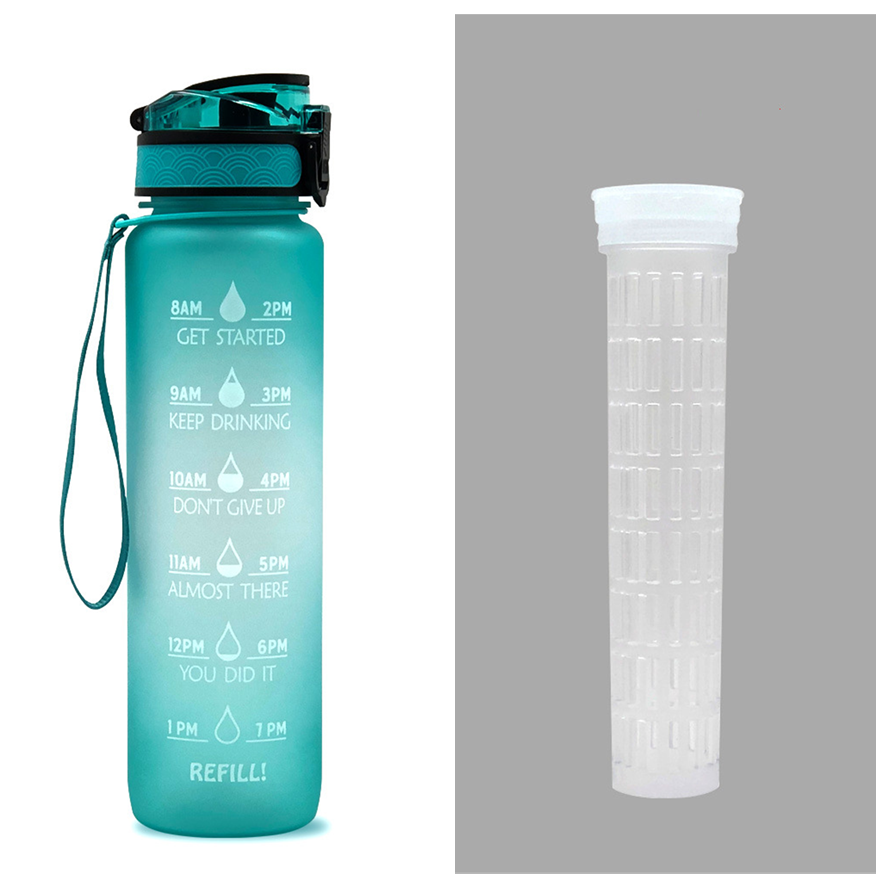 1L Tritan Abnehm-Wasserflasche mit Zeitmarkierung für Sport und Fitness.