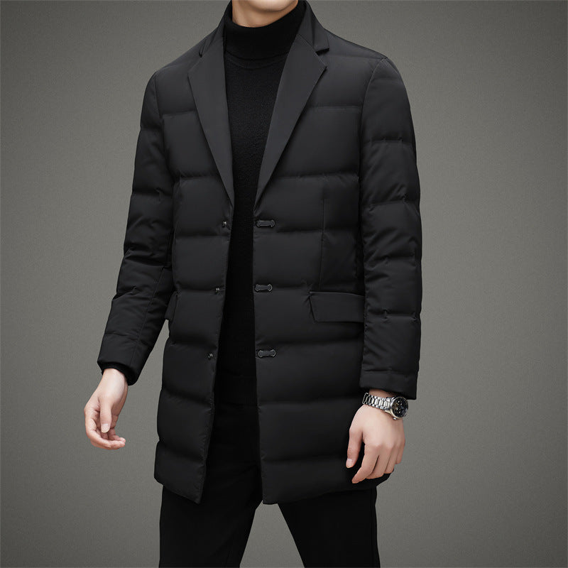Herren Daunenjacke mit Schal-Kragen, kältebeständig, mittellang