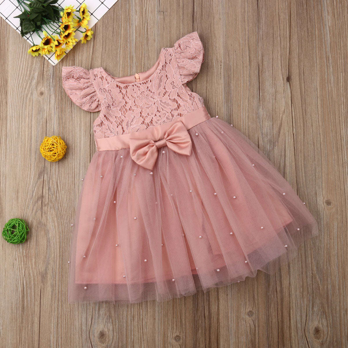 Mädchen Perlen Sommerkleid