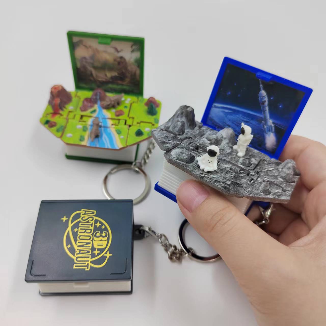 3D Dinosaurier Buch Schlüsselanhänger
