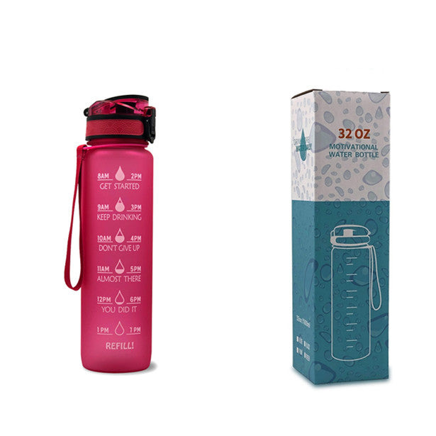 1L Tritan Abnehm-Wasserflasche mit Zeitmarkierung für Sport und Fitness.