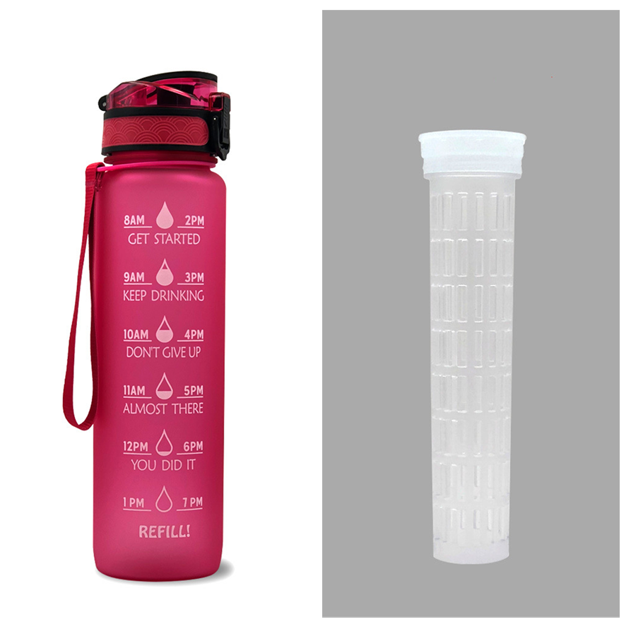 1L Tritan Abnehm-Wasserflasche mit Zeitmarkierung für Sport und Fitness.