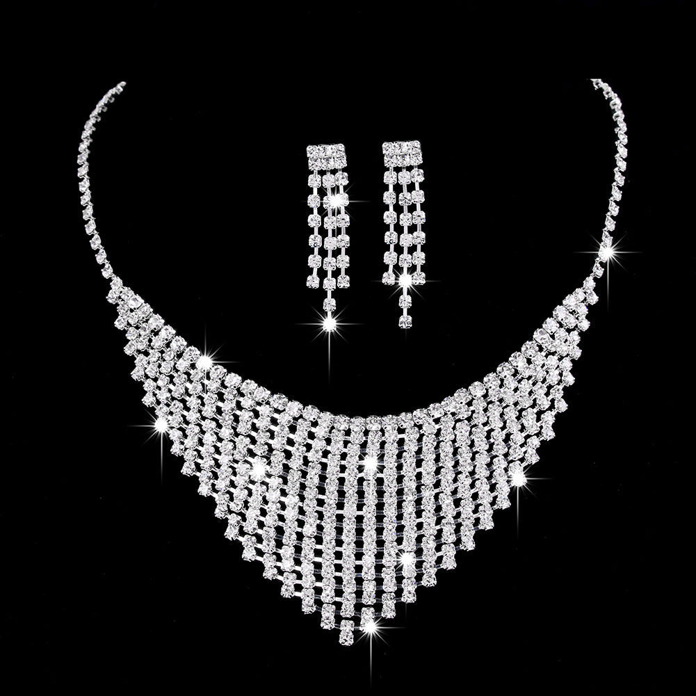 Schmuckset mit Strass-Zirkon-Wassertropfen