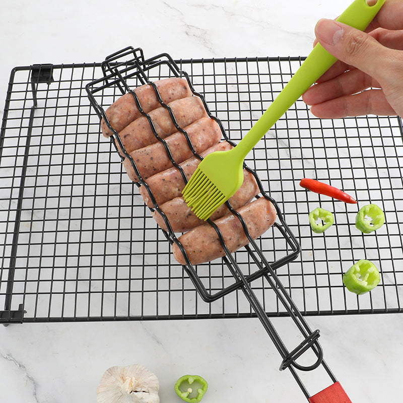 Abnehmbarer Fleisch, Fisch Grillkorb mit Holzgriff