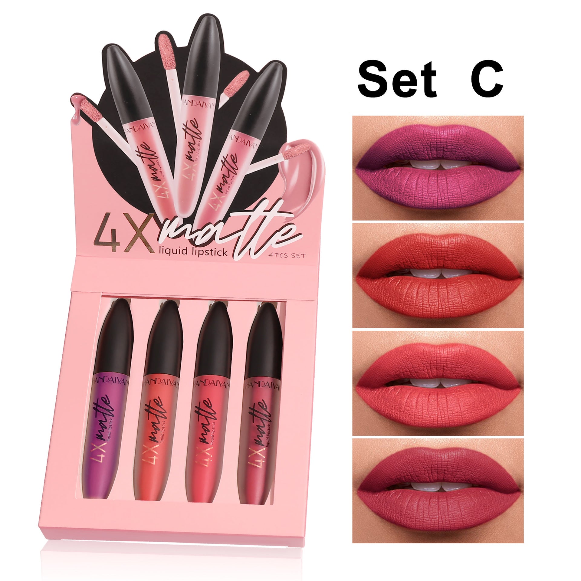 Vier matt Lipgloss Set