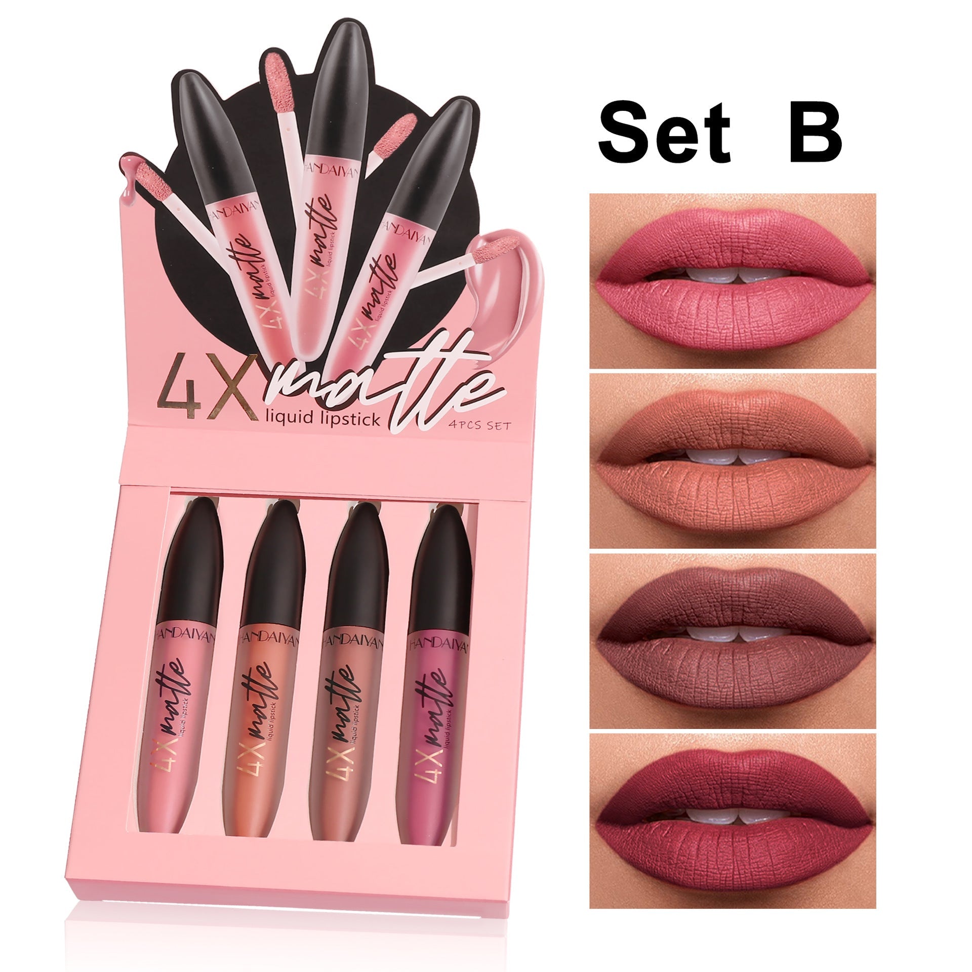 Vier matt Lipgloss Set