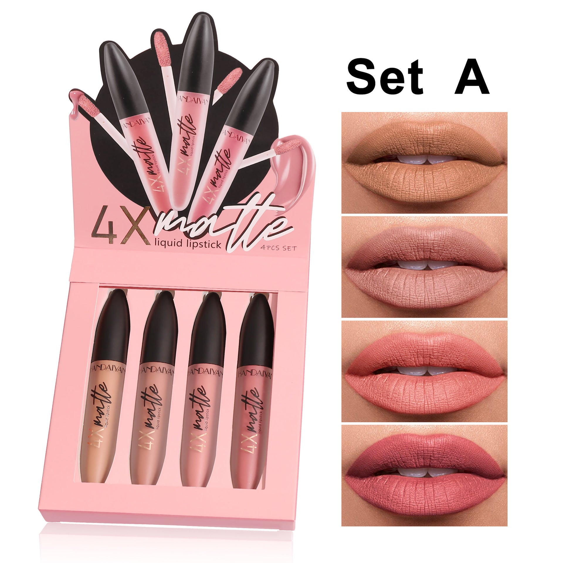 Vier matt Lipgloss Set
