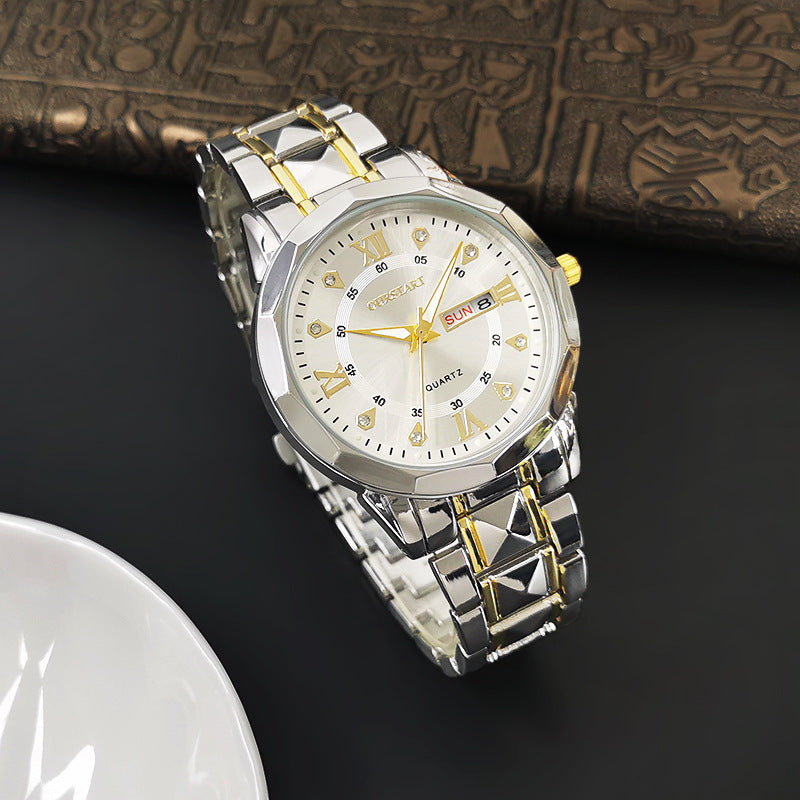 Herren Uhr mit leuchtenden Elementen, Wasserdichtigkeit und einem Quarzuhrwerk