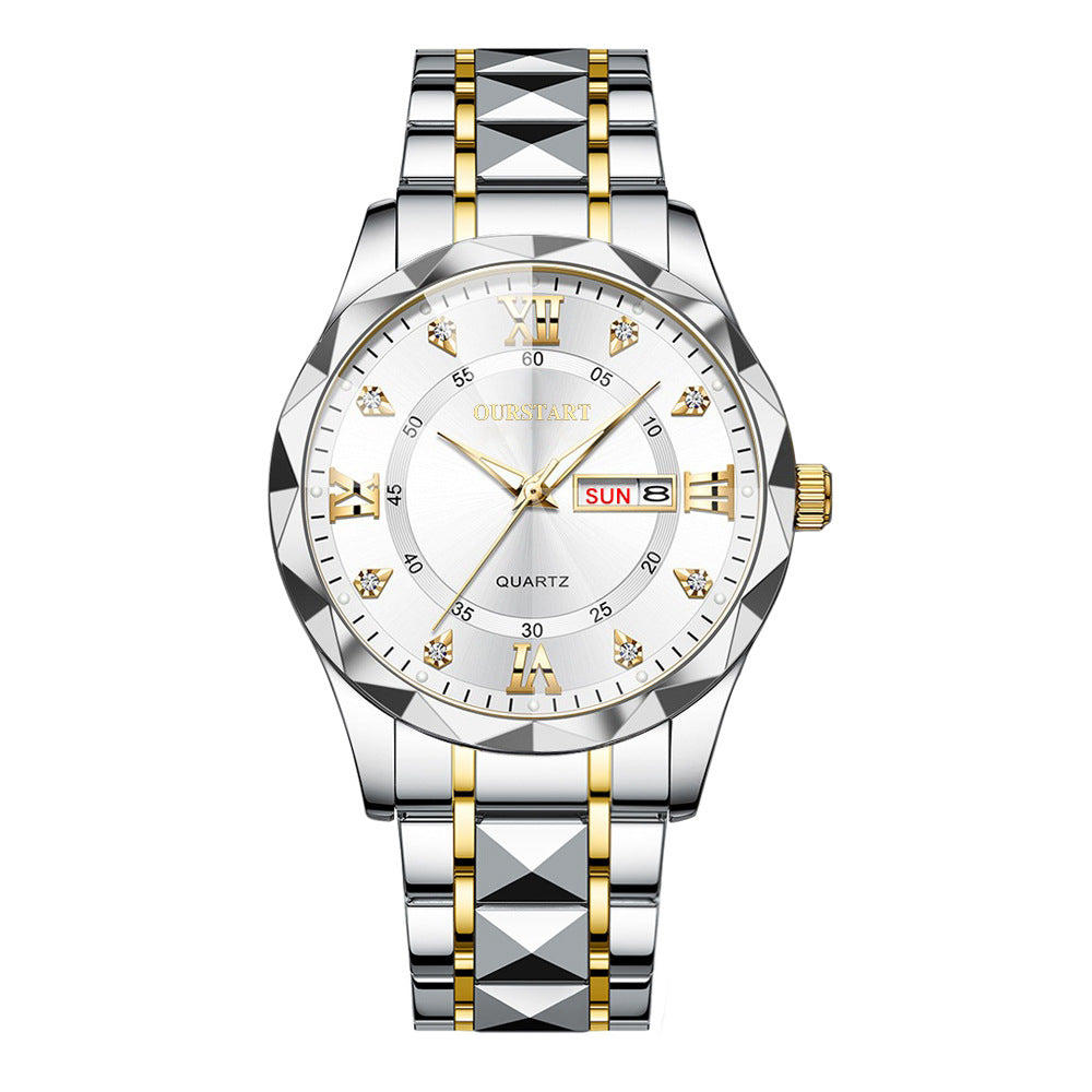 Herren Uhr mit leuchtenden Elementen, Wasserdichtigkeit und einem Quarzuhrwerk