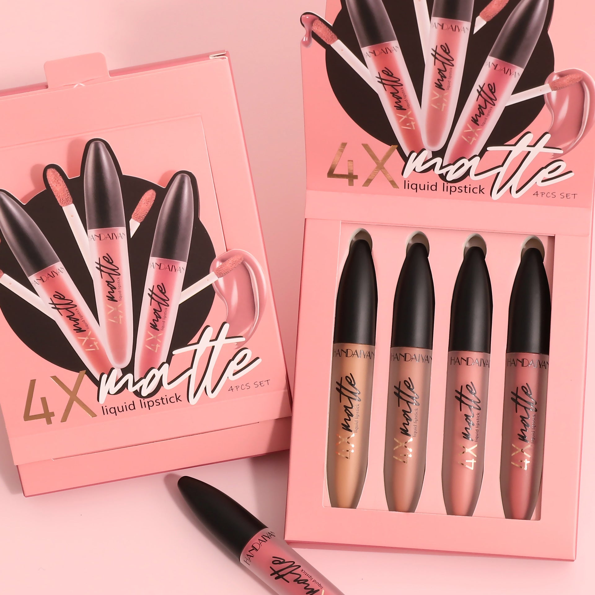 Vier matt Lipgloss Set