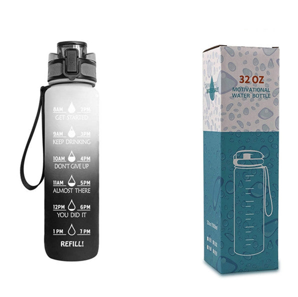 1L Tritan Abnehm-Wasserflasche mit Zeitmarkierung für Sport und Fitness.