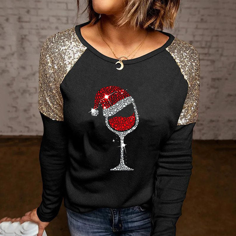 Damen Langarm-T-Shirt mit Pailletten