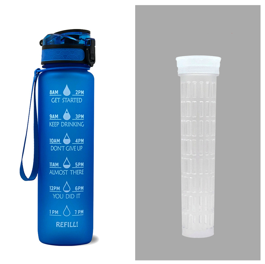 1L Tritan Abnehm-Wasserflasche mit Zeitmarkierung für Sport und Fitness.