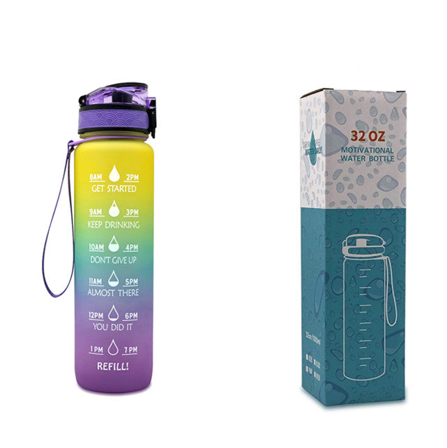 1L Tritan Abnehm-Wasserflasche mit Zeitmarkierung für Sport und Fitness.