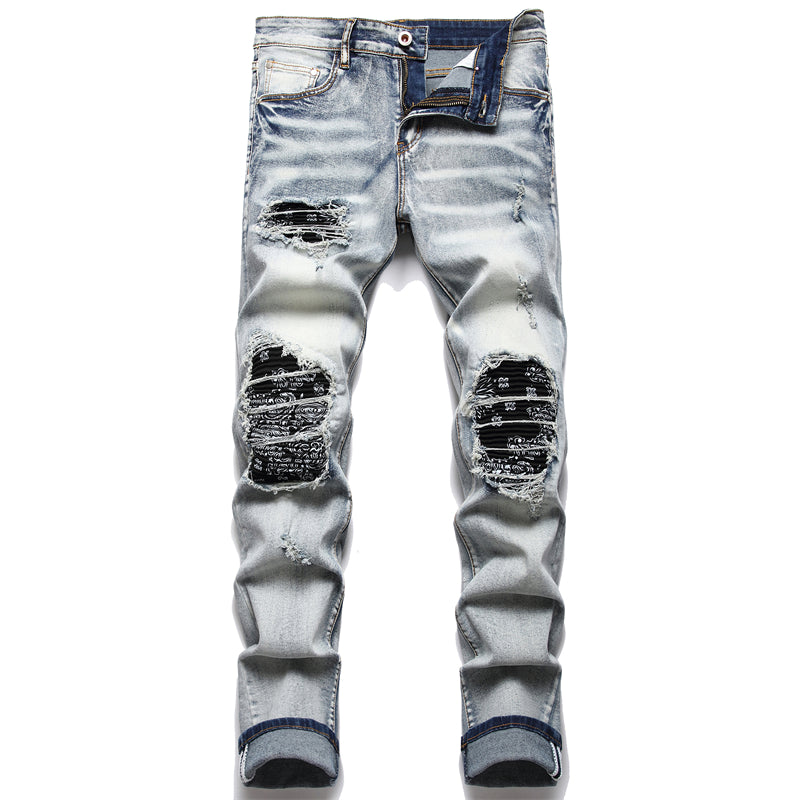 Herren Biker Jeans Paisley