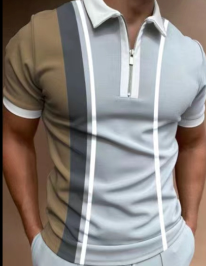 Herren-Poloshirt mit gestreiftem Muster