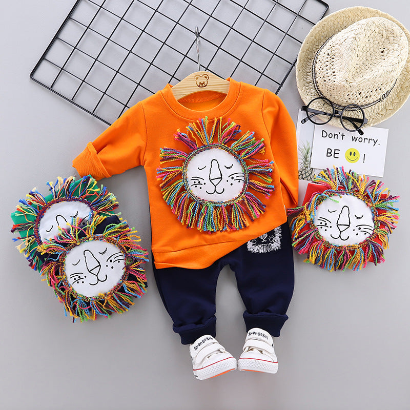 Rundhals-Langarmpullover und -hose Zweiteiliger Kinderanzug