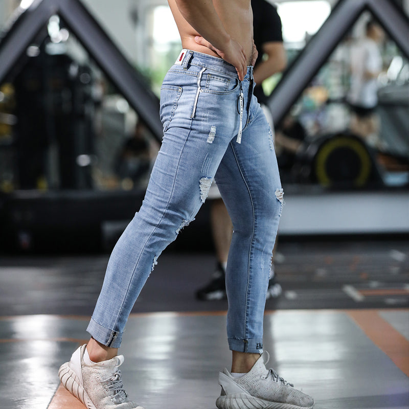Herren Slim-Fit-Jeans mit Rissen