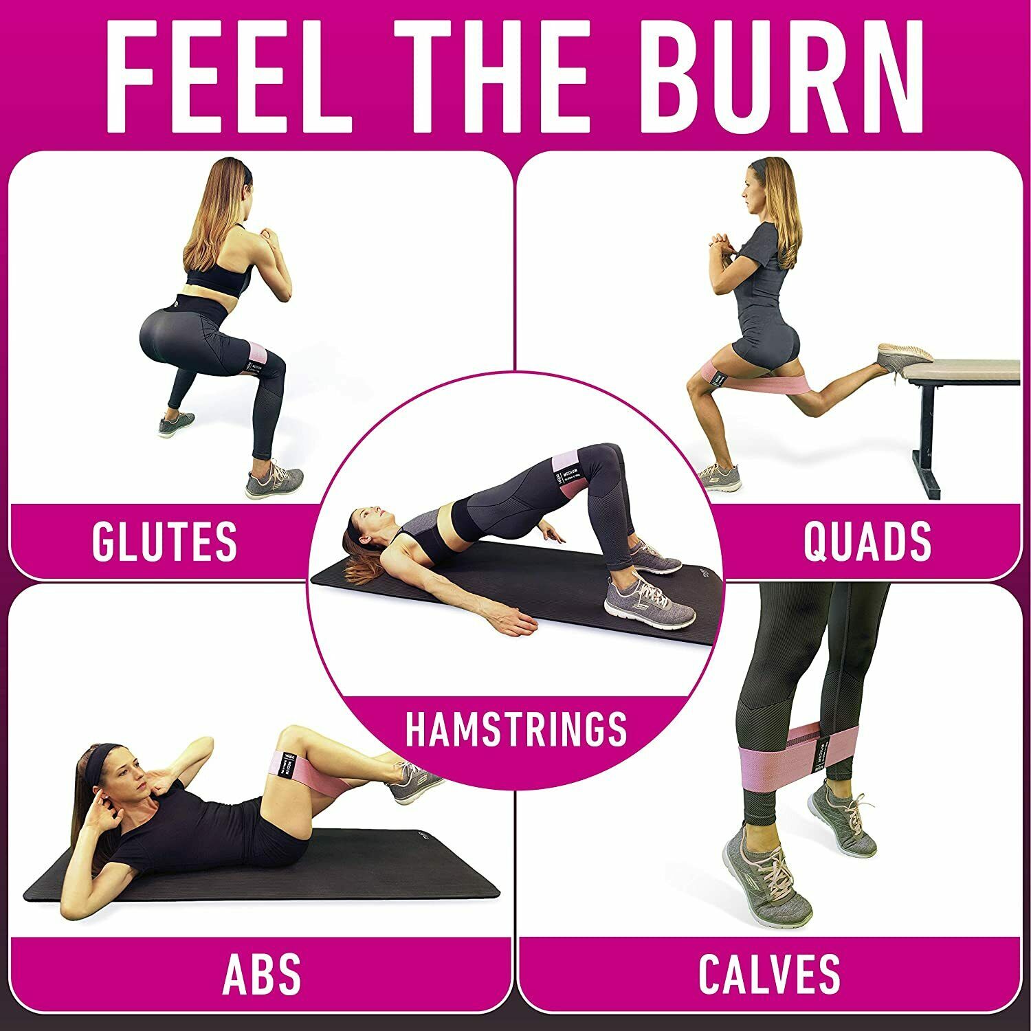 Workout Resistance Bands Loop Set für Fitness, Yoga, Beine und Po-Training