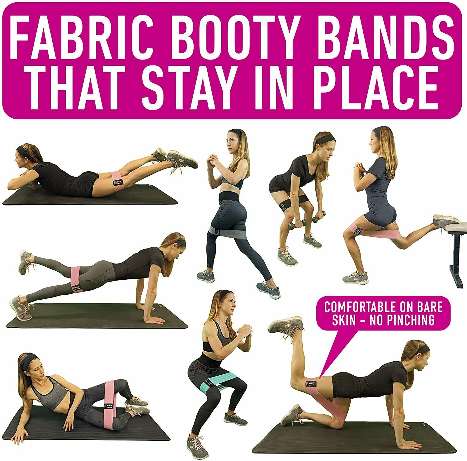 Workout Resistance Bands Loop Set für Fitness, Yoga, Beine und Po-Training