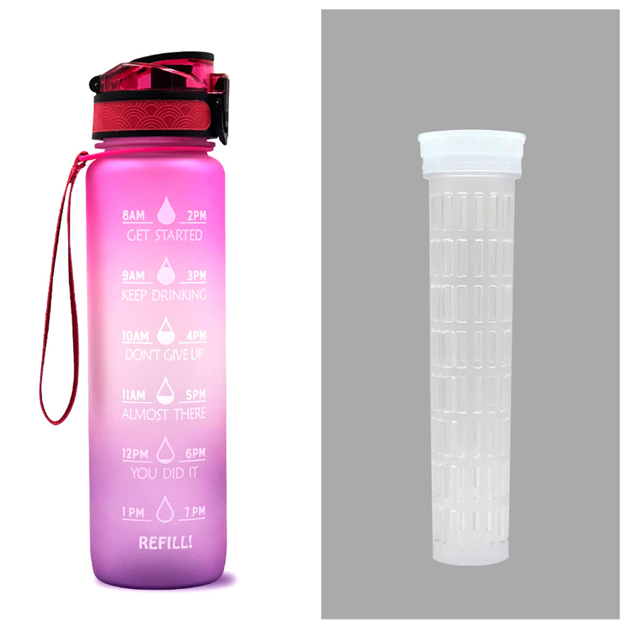 1L Tritan Abnehm-Wasserflasche mit Zeitmarkierung für Sport und Fitness.